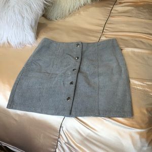 grey corduroy button up skirt